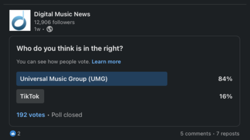 8845 to tiktok drawing scant support from the music industry dmn poll shows